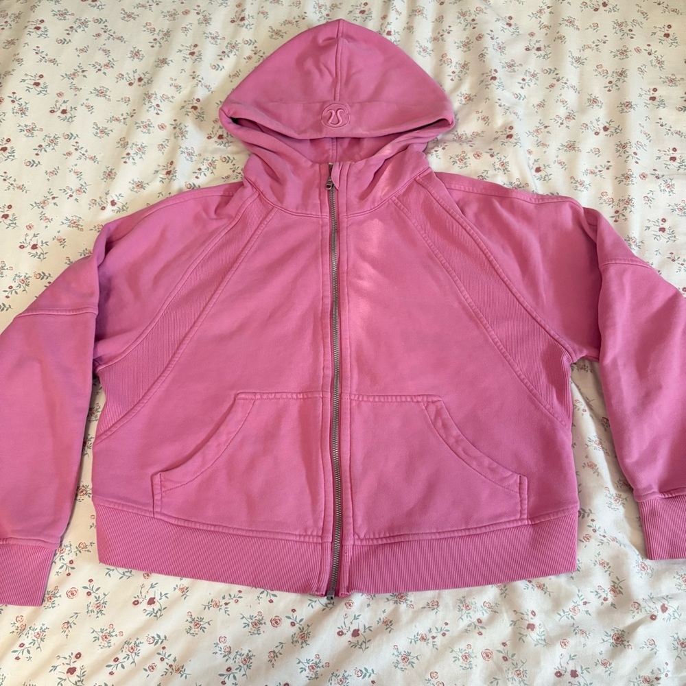 Lululemon Pink Scuba Zip-Up Hoodie, M/L